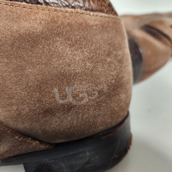 Ugg Cydnee Tall Knee High Moto Boots in Fawn Tan Suede Leather Women's Size 9 - Picture 6 of 11